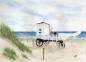 Preview: Postkarte DIN-A6 Aquarell Maritim Kunst Druck Kunstdruck Nordsee Insel Baltrum Strand Dünen Meer Badeturm